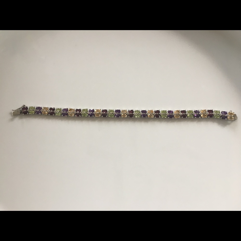 Semi-Precious Tennis Bracelet in Sterling Silver